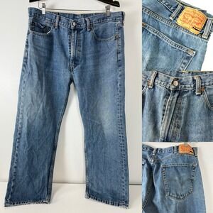 Levi's Mens Size‎ 38x29 Medium Dark Wash 505 Relaxed Fit S40196 Jeans.